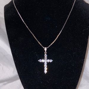 Sparkly Silver Diamond Cross Necklace 💎 💎